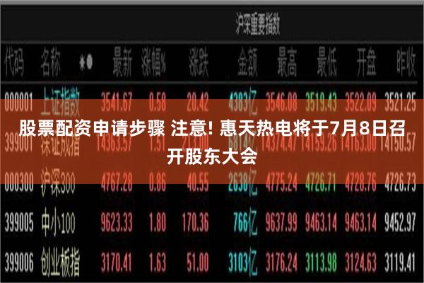 股票配资申请步骤 注意! 惠天热电将于7月8日召开股东大会