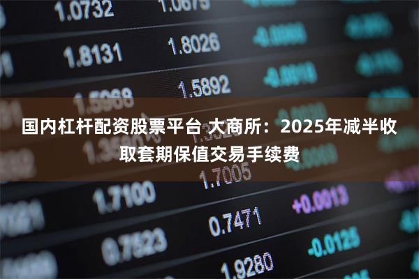 国内杠杆配资股票平台 大商所：2025年减半收取套期保值交易手续费